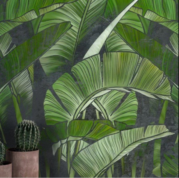 Yeşil Tropik Muz Ve Palmiye Ağaçları Duvar Kağıdı