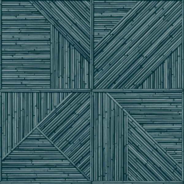 Geometrik Bambu Kareler Lacivert Duvar Kağıdı