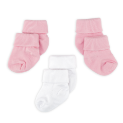 Novibaby 3'lü Bambu Bebek Çorap I Pinky I 0-6 ay I Yenidoğan Kız Erkek Bebek Çorabı