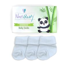 Novibaby 3'lü Bambu Bebek Çorap I Snow White I 0-6 ay I Yenidoğan Kız Erkek Bebek Çorabı