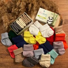Novibaby 3'lü Bambu Bebek Çorap I White Candy I 0-6 ay I Yenidoğan Kız Erkek Bebek Çorabı