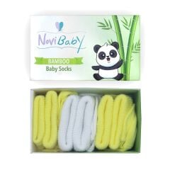 Novibaby 3'lü Bambu Bebek Çorap I Flower I 0-6 ay I Yenidoğan Kız Erkek Bebek Çorabı