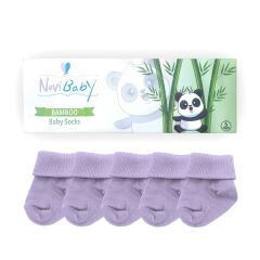 Novibaby 5'li Bambu Bebek Çorap I Purple I 0-6 ay I Yenidoğan Kız Erkek Bebek Çorabı