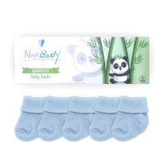 Novibaby 5'li Bambu Bebek Çorap I Dusty Blue I 0-6 ay I Yenidoğan Kız Erkek Bebek Çorabı