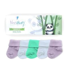 Novibaby 5'li Bambu Bebek Çorap I Lili I 0-6 ay I Yenidoğan Kız Erkek Bebek Çorabı
