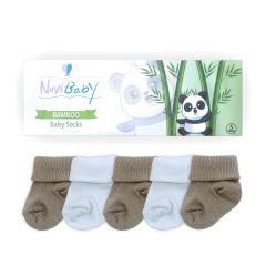 Novibaby 5'li Bambu Bebek Çorap I White Beige I 0-6 ay I Yenidoğan Kız Erkek Bebek Çorabı
