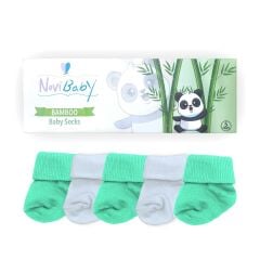 Novibaby 5'li Bambu Bebek Çorap I Minty I 0-6 ay I Yenidoğan Kız Erkek Bebek Çorabı