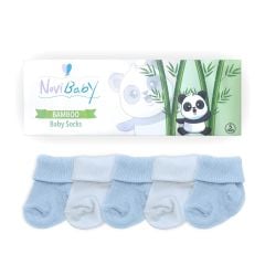 Novibaby 5'li Bambu Bebek Çorap I Bluemy I 0-6 ay I Yenidoğan Kız Erkek Bebek Çorabı