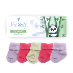 Novibaby 5'li Bambu Bebek Çorap I Pinky Rose I 0-6 ay I Yenidoğan Kız Erkek Bebek Çorabı