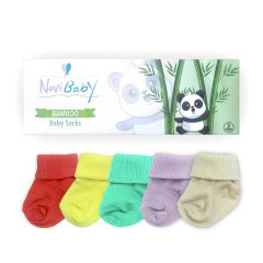 Novibaby 5'li Bambu Bebek Çorap I Colour Mix I 0-6 ay I Yenidoğan Kız Erkek Bebek Çorabı