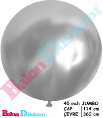 45 inch Jumbo Balon Metalik Gümüş