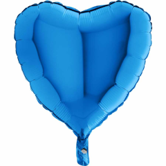 18 inch 46 cm Mavi Kalp Folyo Balon