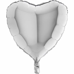 18 inch 46 cm Gümüş Kalp Folyo Balon