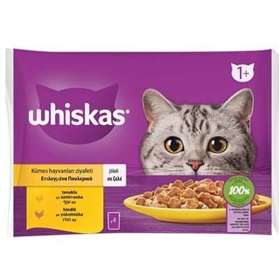 WHİSKAS YAŞ KEDİ MAMASI 4X85 GR TAVUK & HİNDİ