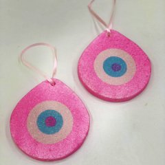 Nazar Boncuğu Strafor Köpükten Yapışkanlı 14x15cm Pembe 2 Adet