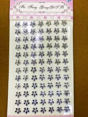 Kristal Taş Çiçek Gümüş Sticker Yapışkanlı 84 Adet