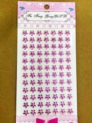 Kristal Taş Çiçek Pembe Sticker Yapışkanlı 84 Adet