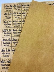 Kraft Kağıt Kare İsim Etiketi 50 Adet Kına- Söz - Nişan - Nikah - Sünnet - Bebek Etiketi 3 x 3 Cm