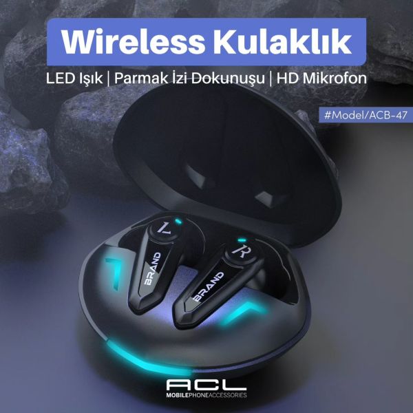 ACB-47 TWS Led Işıklı Oyuncu Bluetooth Kulaklık