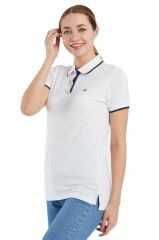 Polo Yaka Çizgili Pamuklu  Kadın  T-shirt