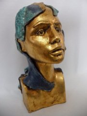 Seramik Heykel - Saçı Balıklı Altın Varaklı Kadın