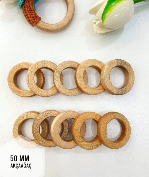 Amigurumi Akçaağaç Diş Kayışıyıcı Halka 50 mm 10'lu Set