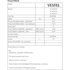 Vestel SF 94212 S 4 Gözü Gazlı 1 Gözü Woklu A Enerji Sınıfı Solo Fırın