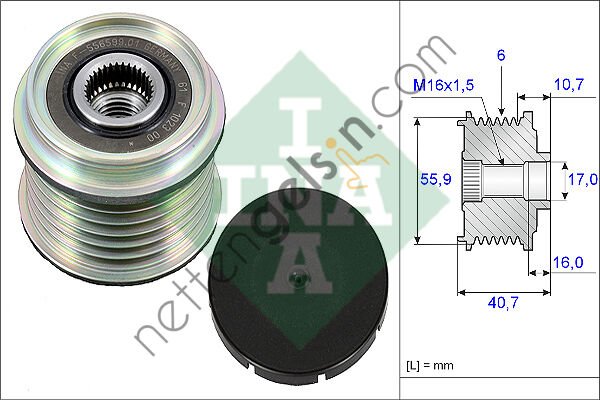 INA 535002810 ALTERNATOR GERGI RULMANI CLIO KANGOO 1,9DTI 1,9DCI 00> 31251071 (VALEO 588010 EŞDEĞERİ) RENAULT BİNEK V KAYIŞ GERGİ RULMANI