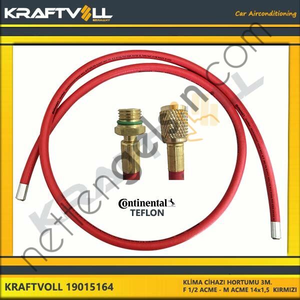 KRAFTVOLL 19015164 KLIMA GAZ BASMA HORTUMU 3000MM F 1/2 ACME X M ACME 14*1,5 KIRMIZI CONTINENTAL  GENEL BİNEK KLİMA HORTUMU