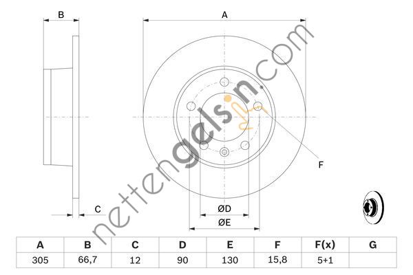 BOSCH 0986478970 ARKA FREN AYNASI (DISKI) RENAULT MASTER II OPEL MOVANO 01>10 1.9 DTI 2.2 DTI 2.5DCI 2.8 DCI  RENAULT BİNEK FREN DİSKİ