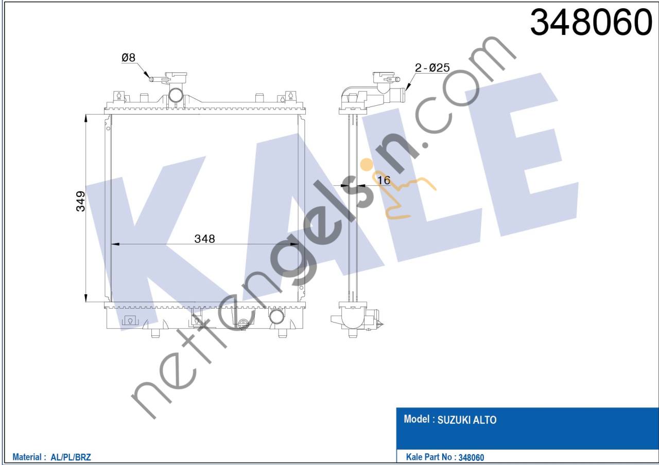 KALE 348060 MOTOR SU RADYATORU SUZUKI ALTO 1,1 MOTOR 2004 2008 MANUEL VITES  SUZUKI BİNEK MOTOR SU RADYATORU