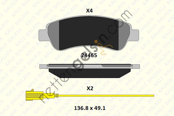 KALE B 24465 190 05 ARKA FREN BALATASI BOXER III JUMPER III DUCATO III 12> FISLI  FIAT BİNEK FREN BALATASI