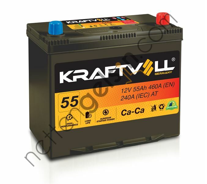 KRAFTVOLL 18010005 AKU 12V 55 AH NS60 (238×129×227) TAM KAPALI DAR JAPON   AKÜ BİNEK AKÜ