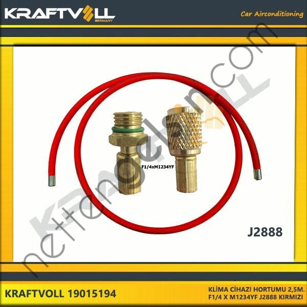 KRAFTVOLL 19015194 KLIMA GAZ BASMA HORTUMU 2500 MM F 1/4 X M1234YF J2888 KIRMIZI  GENEL BİNEK KLİMA HORTUMU