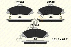 KALE B 23540 173 14 ON FREN BALATASI RANGER 2,5TD 4X4 04> 2,5,2,5D 4X4 99>02 06>11 MAZDA B2500 01>03 BT 50  FORD BİNEK FREN BALATASI