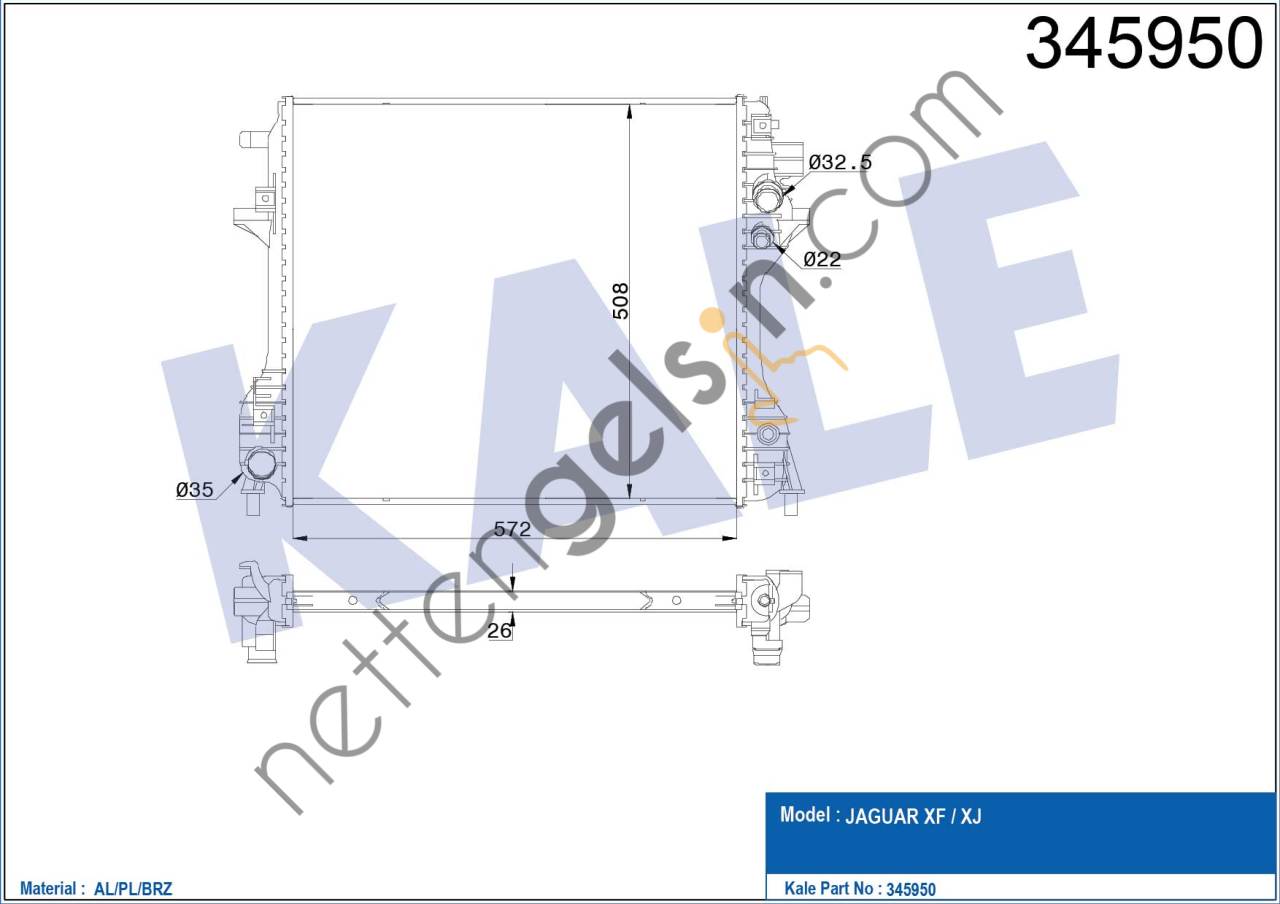 KALE 345950 !!!!! MOTOR RADYATORU S-TYPE / XF / XJ  JAGUAR BİNEK MOTOR SU RADYATORU