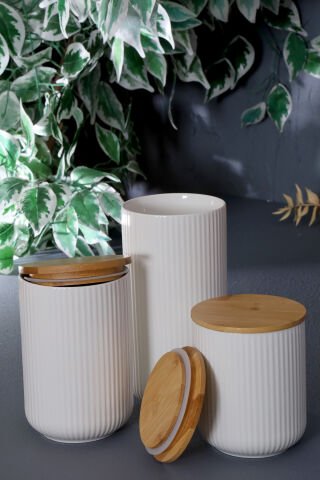 Bella Bambu Kapaklı Porselen Baharat Takımı