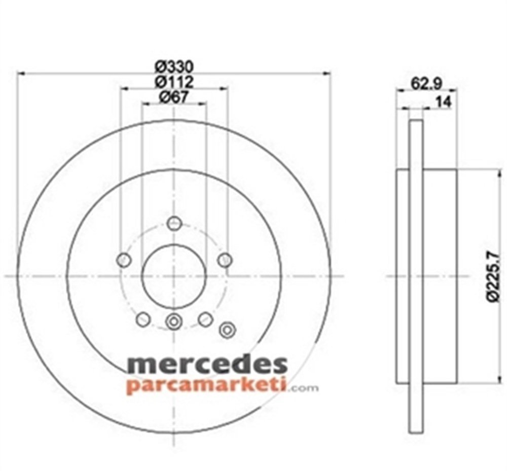 Mercedes ML Serisi W164 GL Serisi X164 Arka Fren Diski Takım