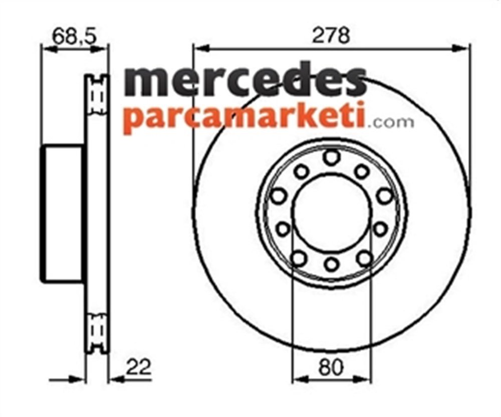 Mercedes W126 Kasa (1979-1991) 110 MOTOR İÇİN Ön Fren Diski Takım