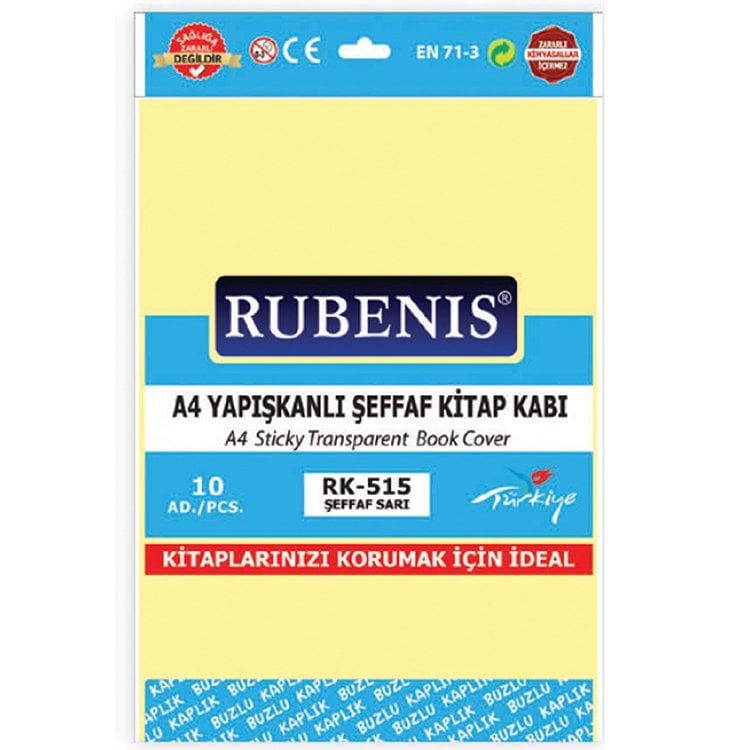 Rubenis Rk-508 A-4 Geçmeli Buzlu Şeffaf Kitap Kabı Sarı