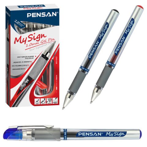 Pensan Roller Kalem My-sıgn Jel Bilye Uçlu Imza Kalemi 1.0 Mm Mavi (12 Li Paket)