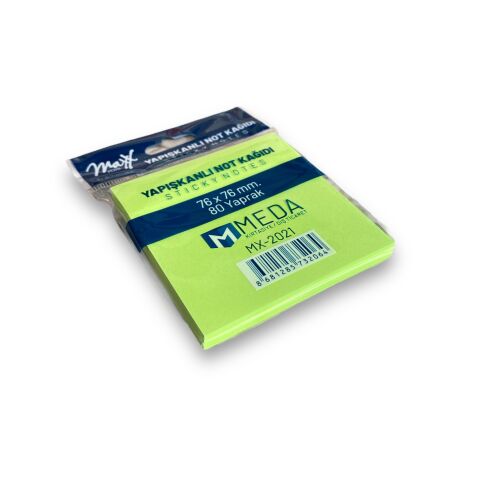 Maxx Mx-2021 Yapışkanlı Not Kağıdı 76 X 76 80 Yaprak – Neon Yeşil