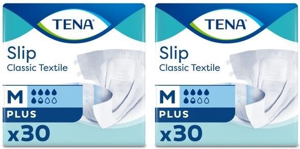 Tena Slip Classic Tekstil 5,5 damla Orta Boy Medium Belbantlı Hasta Bezi 30'lu 2 paket / 60 adet