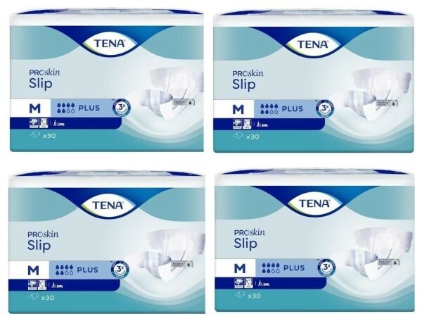 Tena Proskin Slip Plus 6 damla Orta Boy Medium Belbantlı Hasta Bezi 30'lu 4 paket / 120 adet