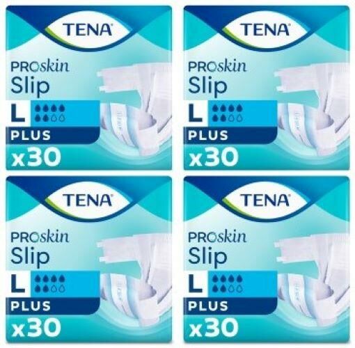 Tena Proskin Slip Plus 6 damla Büyük Boy Large Belbantlı Hasta Bezi 30'lu 4 paket / 120 adet