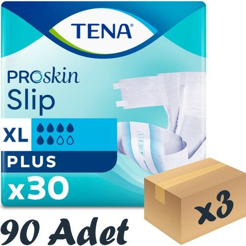 Tena Proskin Slip Plus 6 damla Ekstra Büyük Boy Xlarge Belbantlı Hasta Bezi 30'lu 3 paket / 90 adet