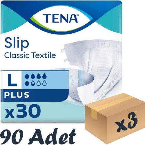 Tena Slip Classic Tekstil 5,5 damla Büyük Boy Large Belbantlı Hasta Bezi 30'lu 3 paket / 90 adet