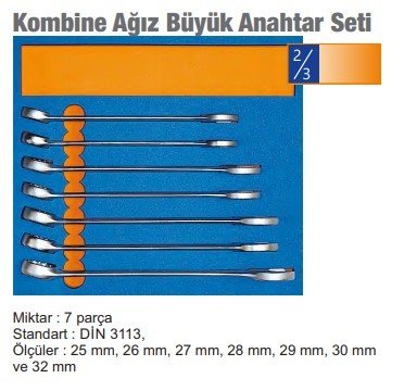 Kombine Ağız Anahtar Seti Düz Yıldız  7 Parça