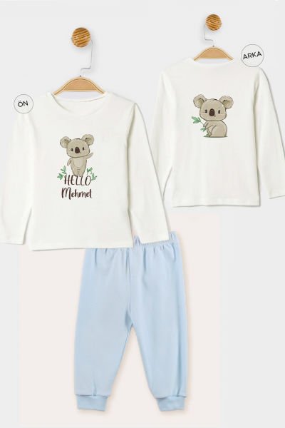 İsme Özel Organik Erkek Bebek Pijama Takımı Koala