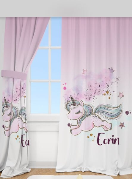 Kişiye Özel Baskılı Fon Perde Unicorn